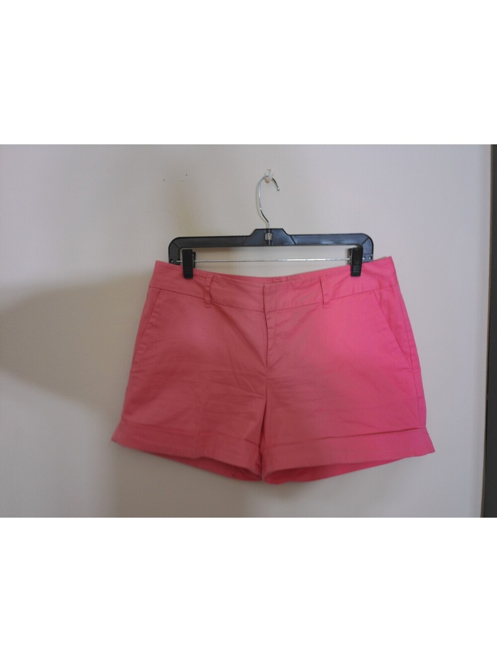 Maison Jules Womens Maddie Everyday Shorts Size 8 Pink Chino Cuffed Hem